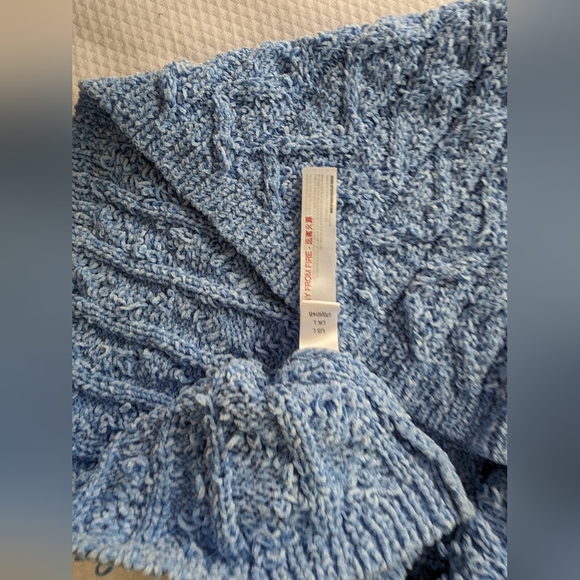 FREE PEOPLE women's cable knit sweater set blue size L. - Picture 10 of 12